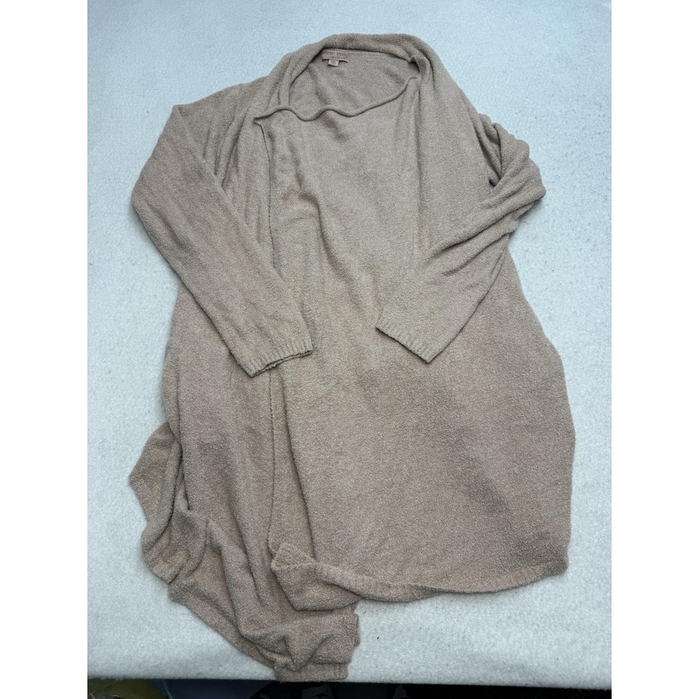 Barefoot Dreams Cardigan Sweater Womens L/XL Beige CozyChic Lite Open Front Knit